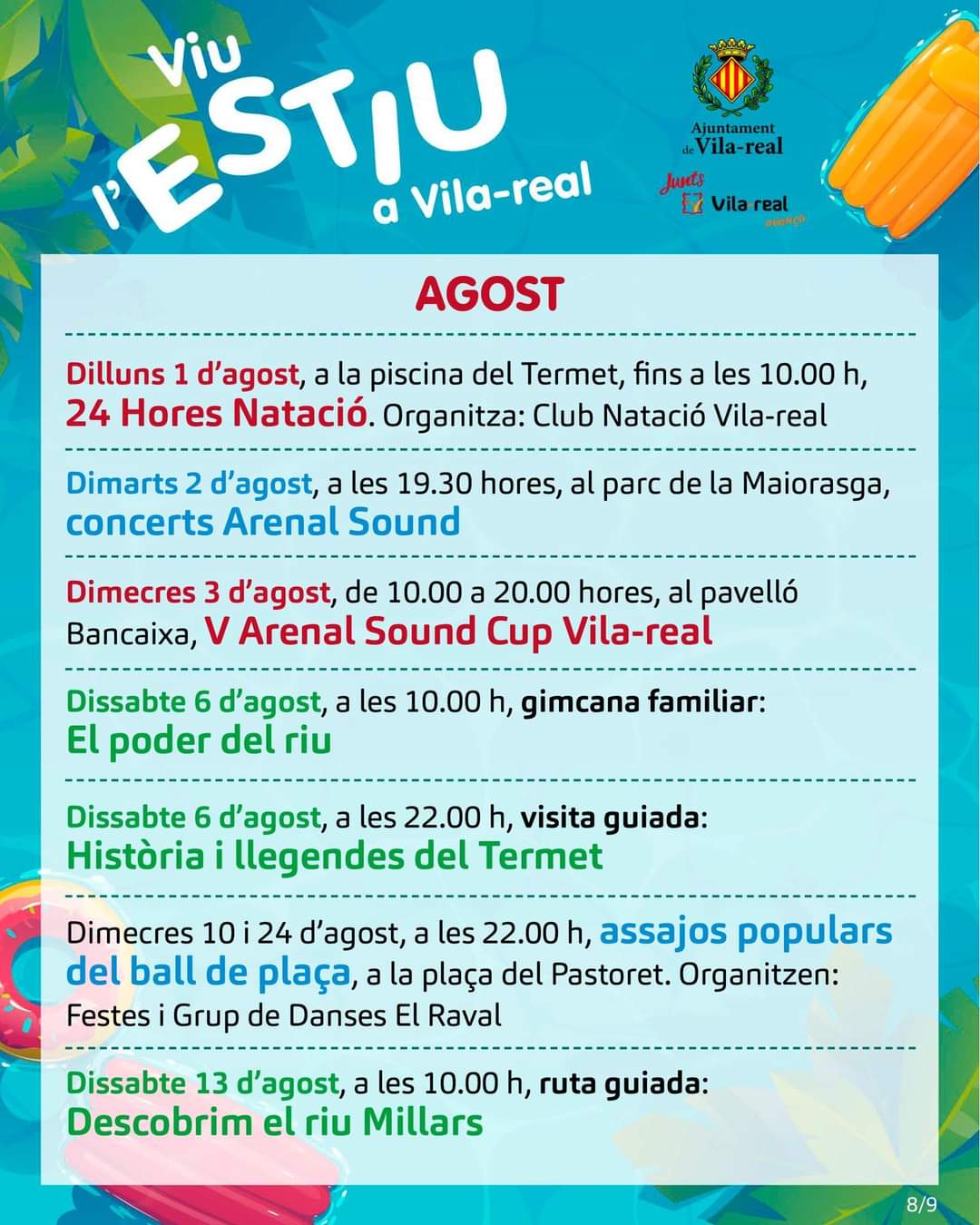 Actividades Villarreal hasta 13 Agosto